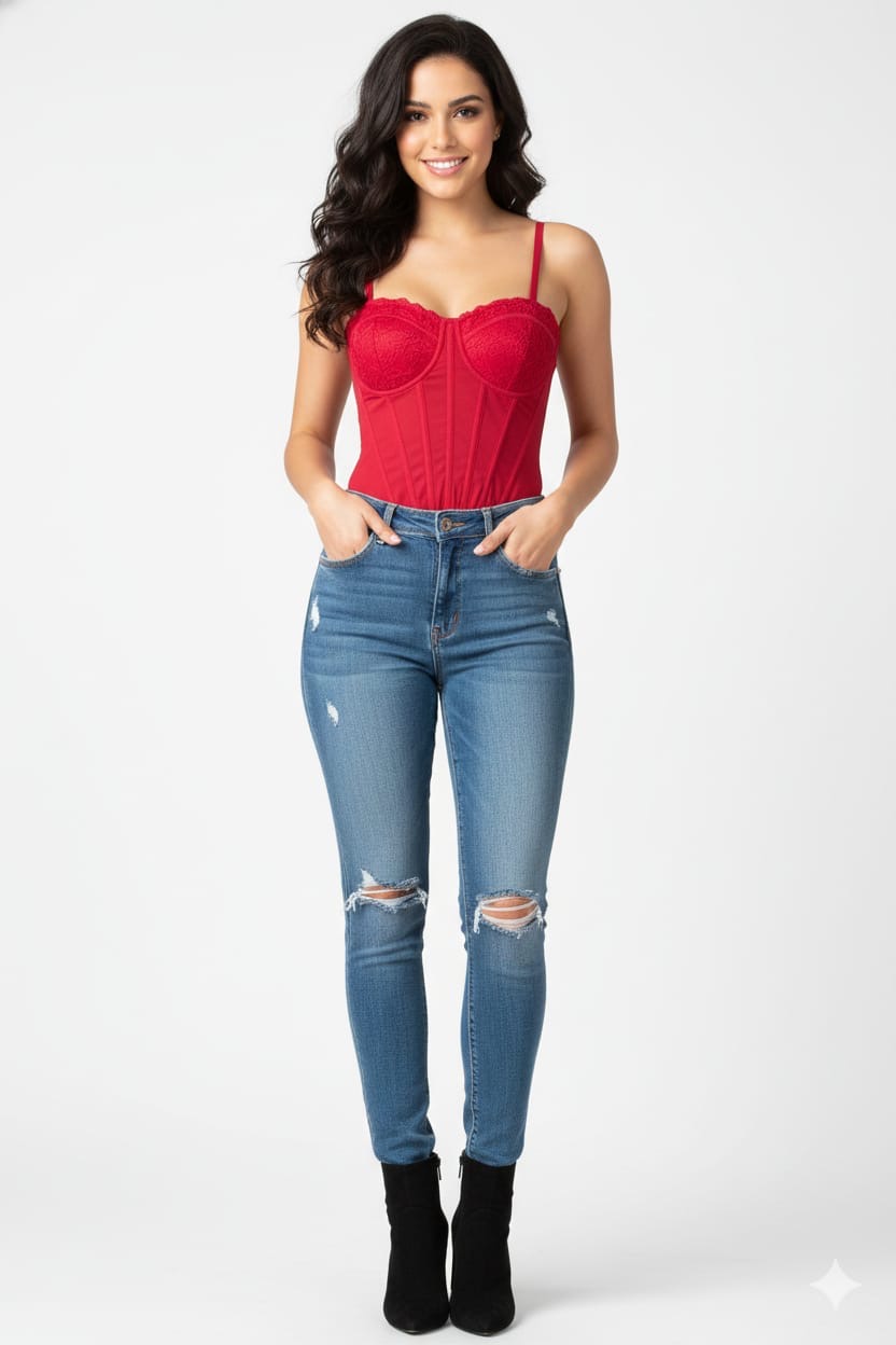 Red Lace Corset Top 
