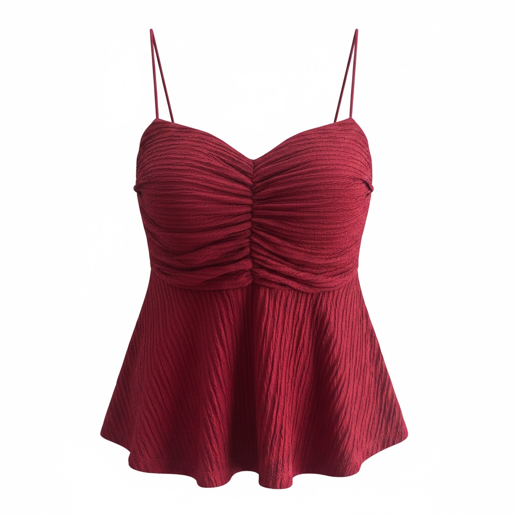 Burgundy Ruched Cami Top 