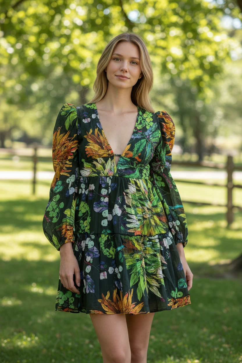 Green Floral Print